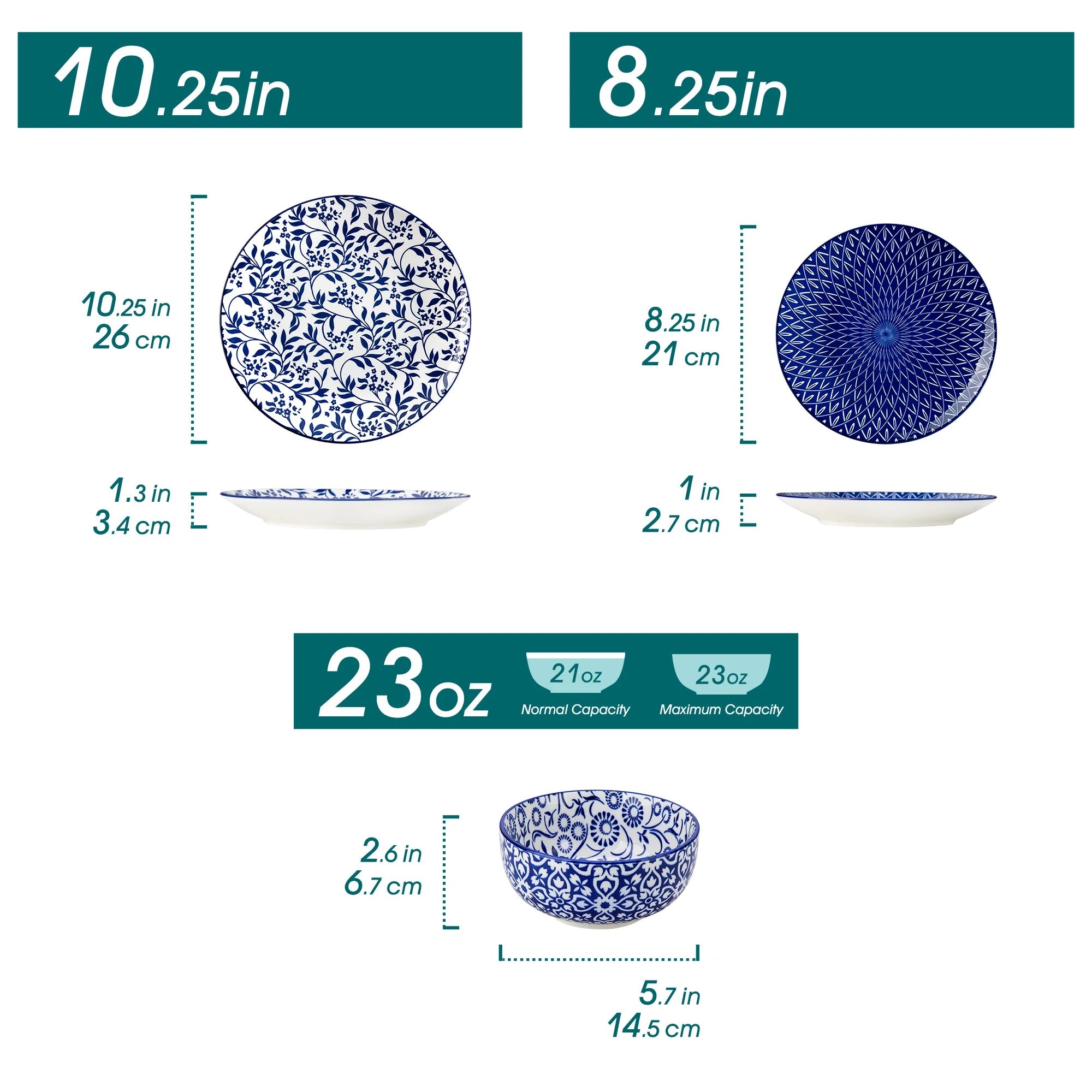 12-Piece Blue & White Porcelain Dinnerware Set with Plates and Bowls – Chinese Style Tableware