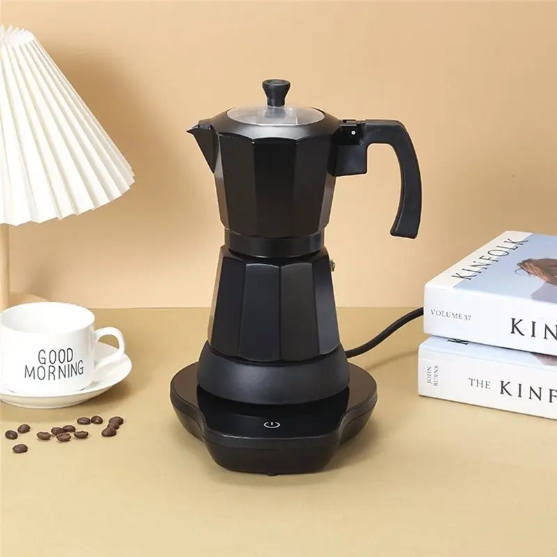 6 Cup Electric Moka Pot Espresso Coffee Maker 300ml Portable Aluminum
