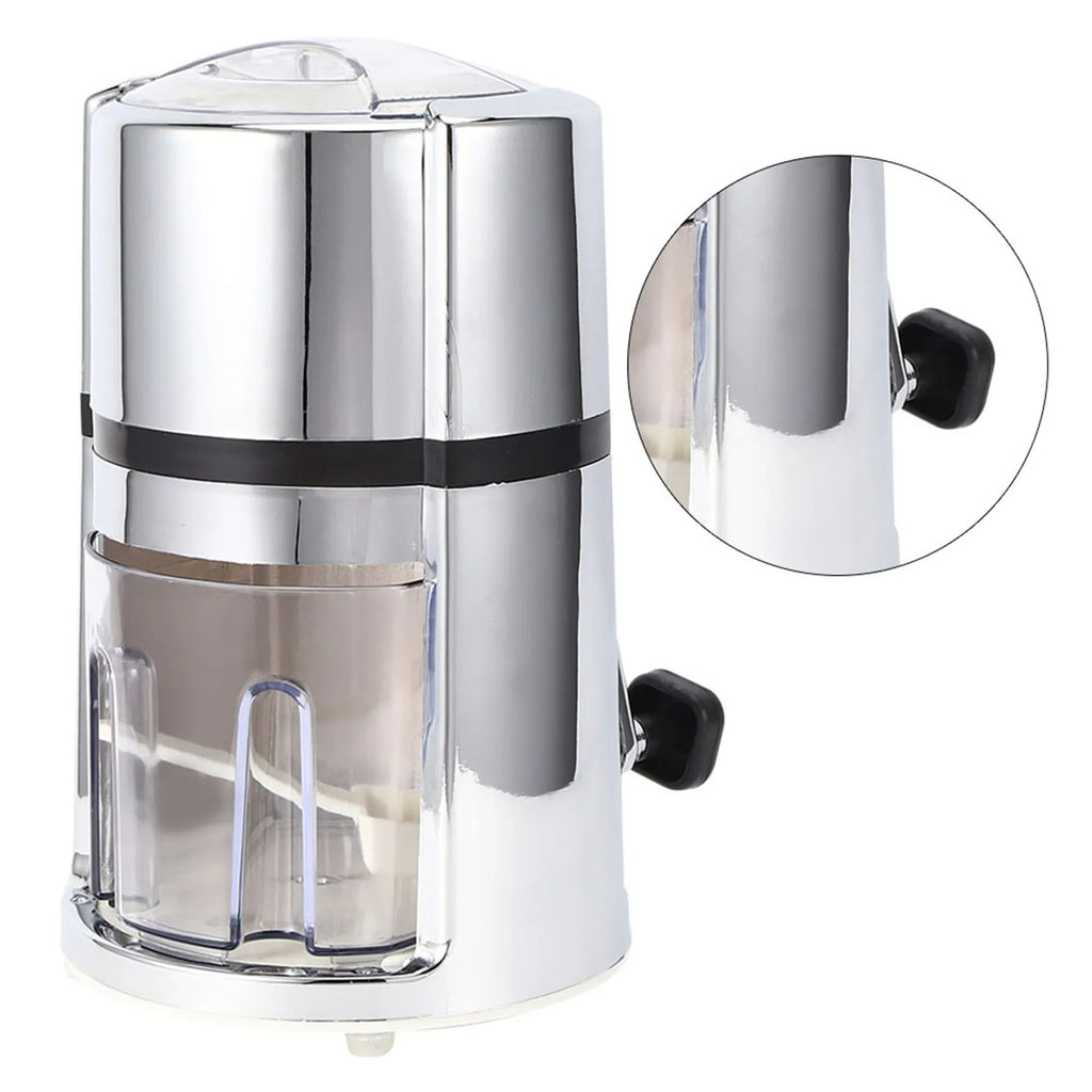 Portable Manual Ice Crusher Hand Crank Shaved Ice Maker with Stainless Steel Blade