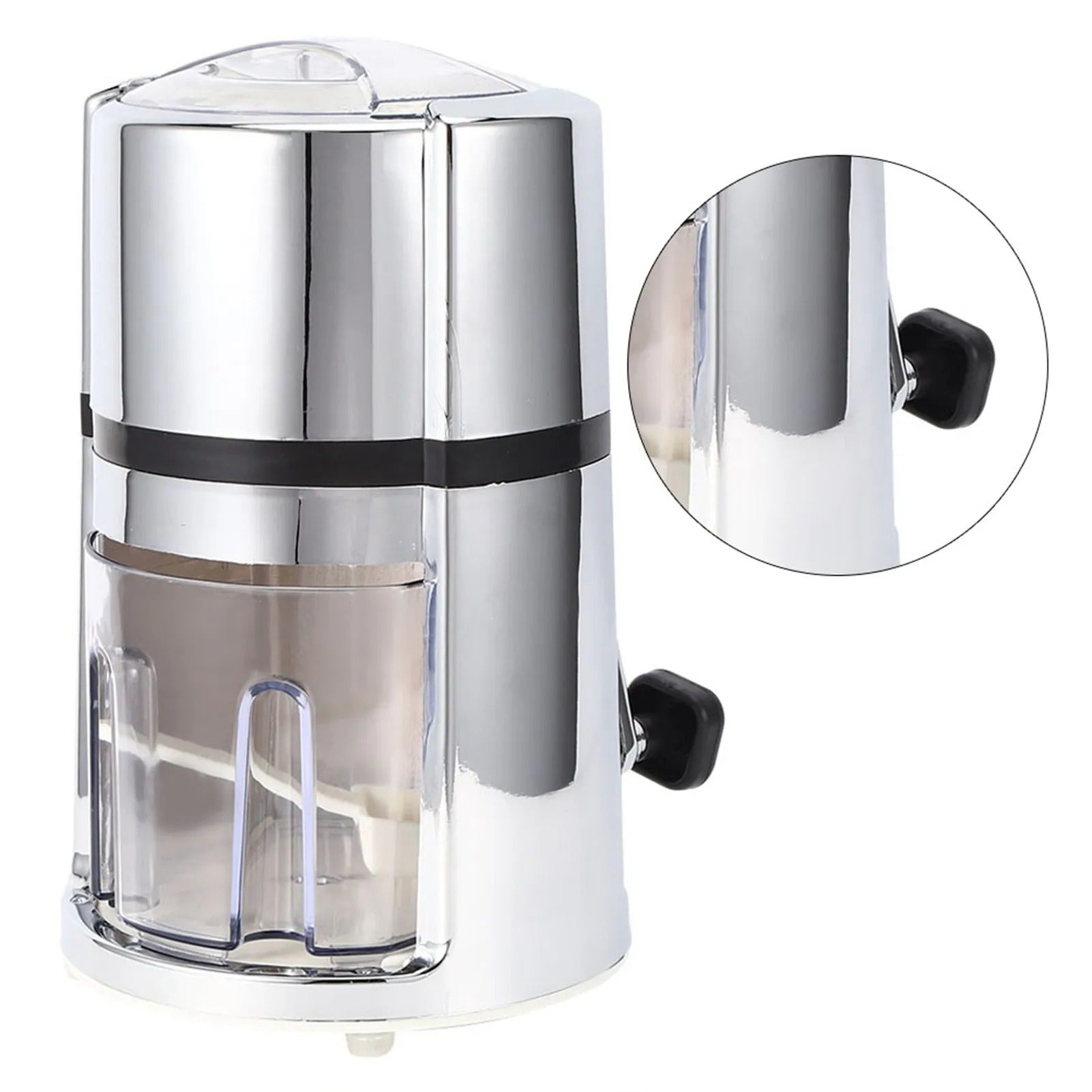Portable Manual Ice Crusher Hand Crank Shaved Ice Maker with Stainless Steel Blade