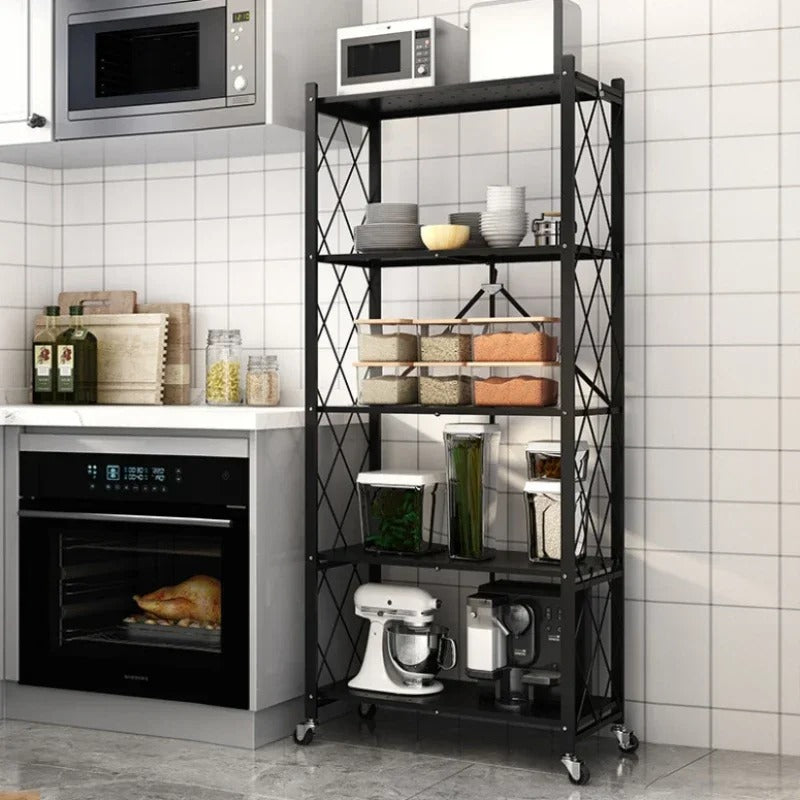 Portable Foldable Storage Shelves – Multi-Layer Rack for Kitchen, Balcony, Laundry, or Office Use