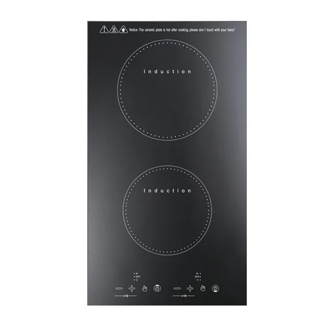 Dual Burner Electric Cooktop, Glass Surface, Touch Control, 2400W, Built-In Design