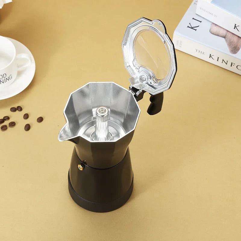 480W Electric Moka Coffee Pot 6 Cup Aluminum Espresso Maker with Base