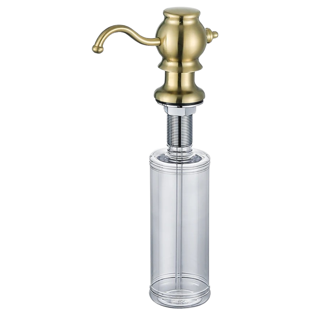 Deck-Mounted Kitchen Soap Dispenser – 360° Rotatable Brass Pump, Built-in Countertop, Multiple Finishes