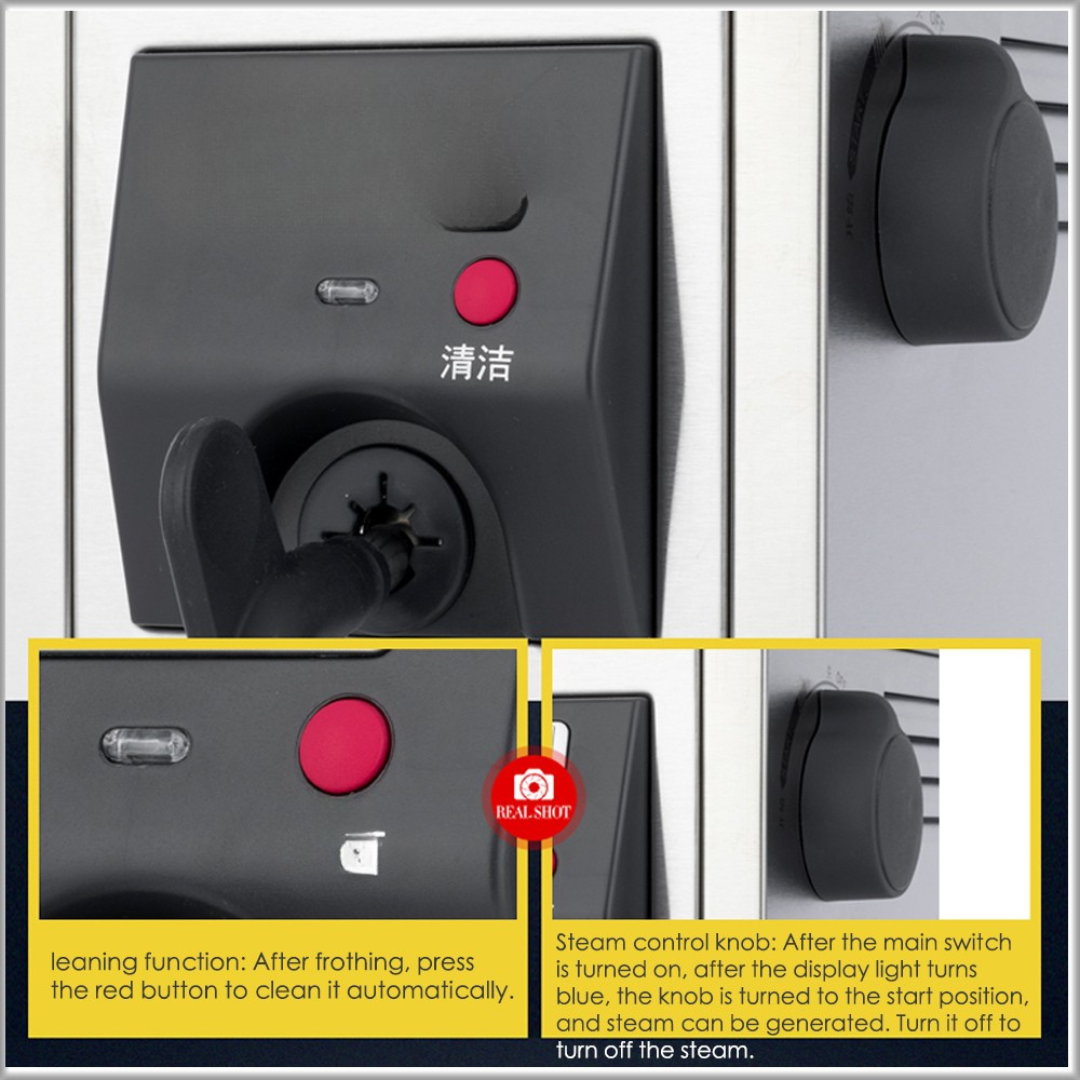 Commercial Steam Coffee Maker & Milk Froth Machine 1450W 800ml Stainless Steel MS-130D