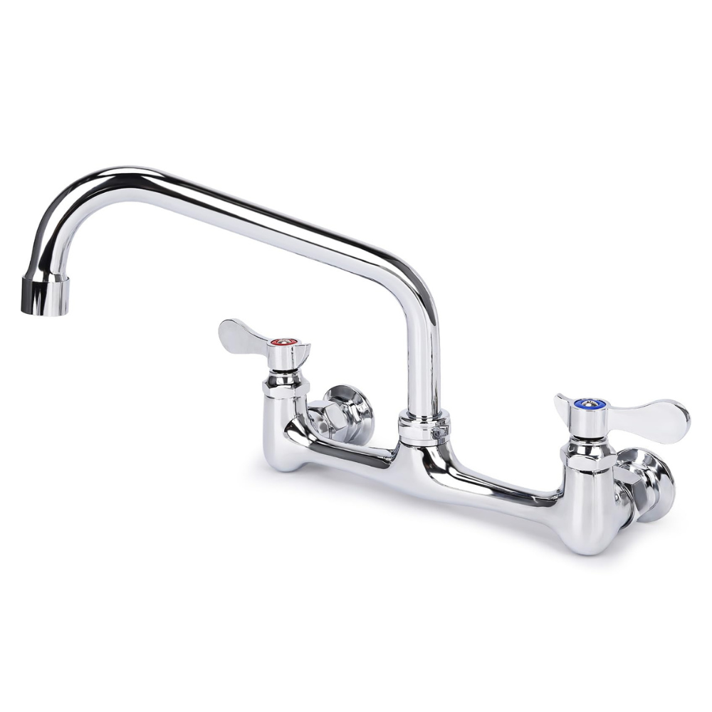 Wall-Mounted Kitchen & Laundry Faucet 8 Inch, 2 Handles, Brass Construction