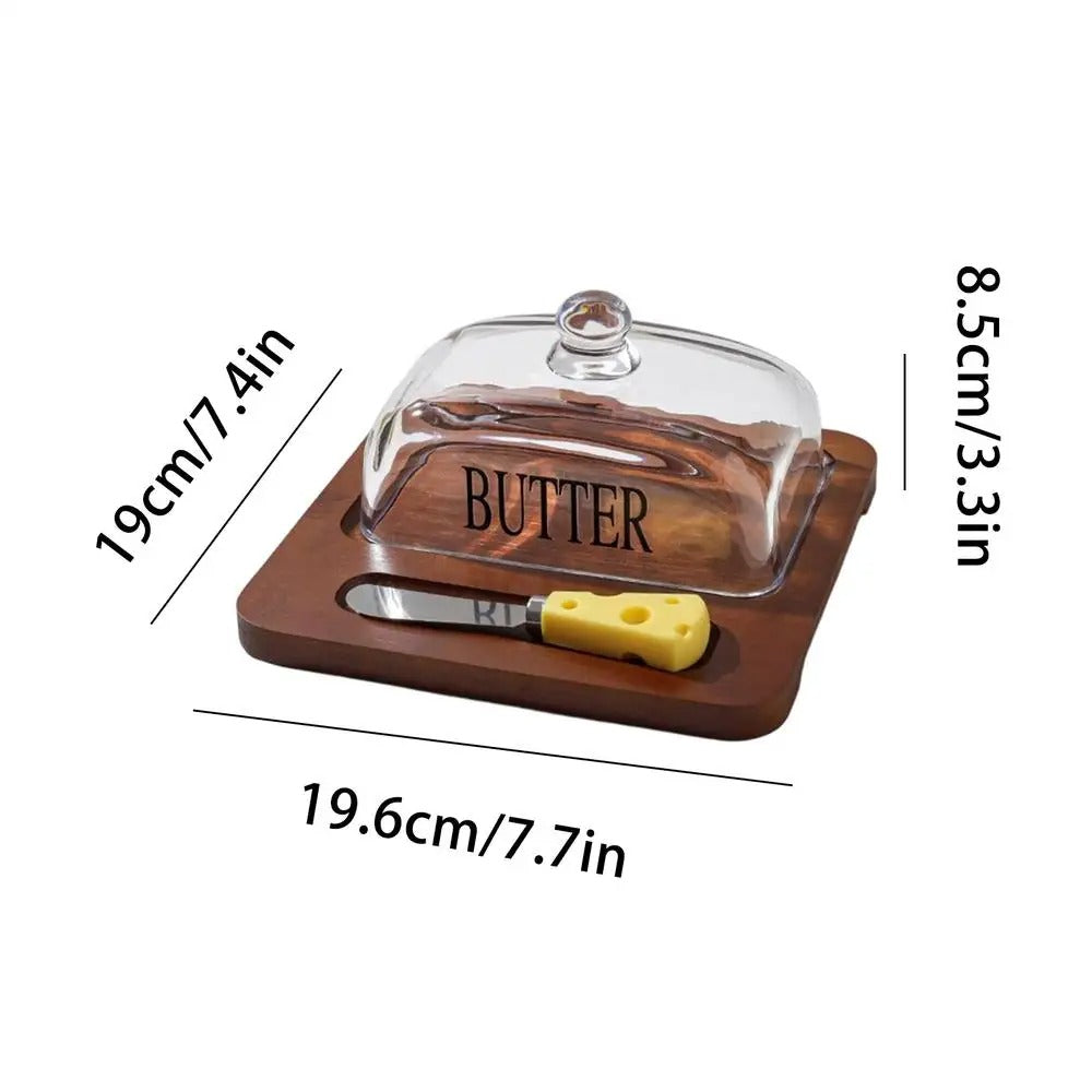 Butter Holder Container with Lid – Clear Glass Tray for Breakfast & Outdoor Use