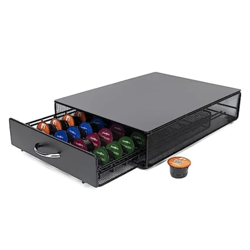 40 Capsule Metal Coffee Pod Drawer – Space-Saving Storage Rack for Large Coffee Capsules