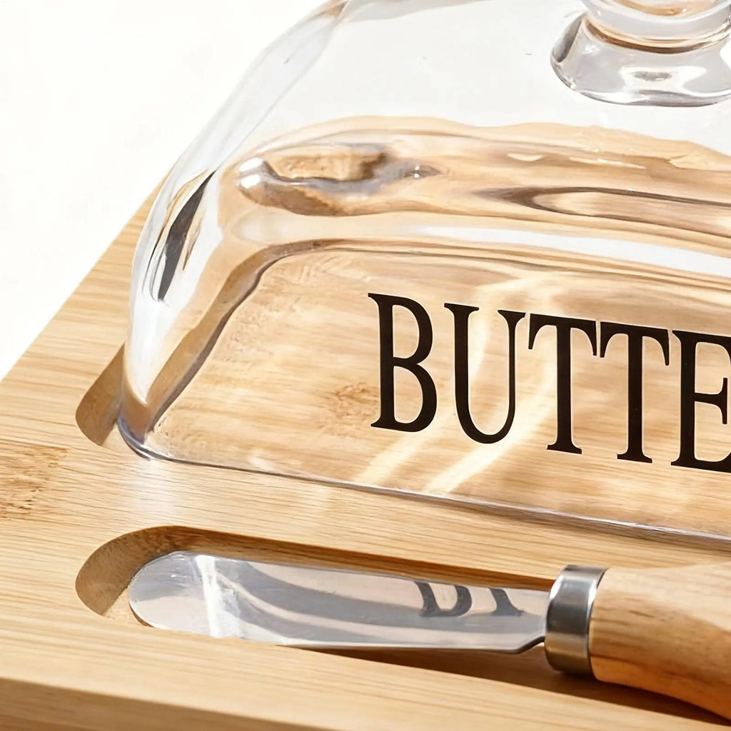 Butter Holder Container with Lid – Clear Glass Tray for Breakfast & Outdoor Use