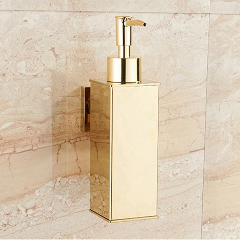 3-Pack Wall-Mounted Gold Soap Dispensers – Bathroom, Kitchen, Shampoo & Shower Gel Bottles