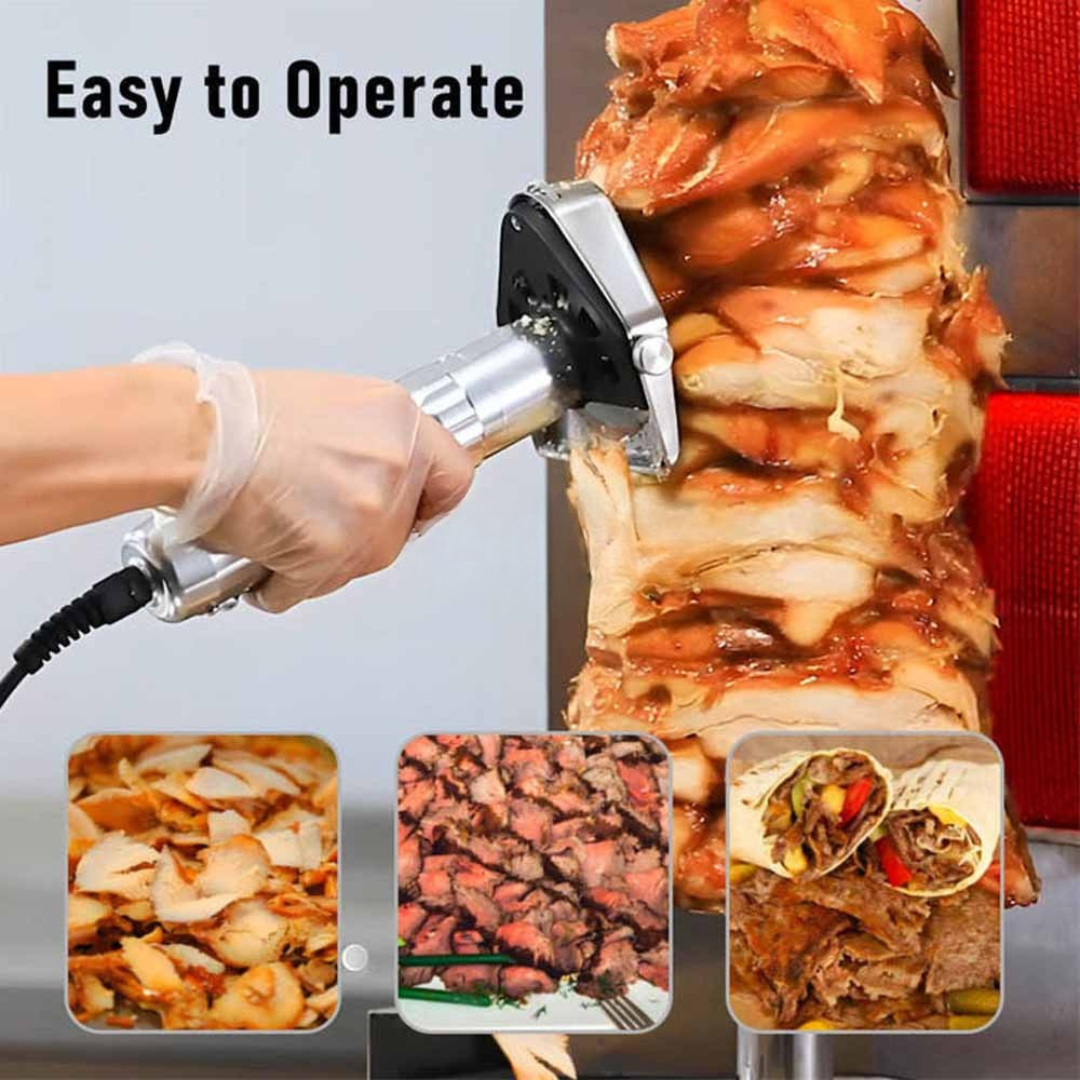 Commercial Electric Doner Kebab Meat Slicer Machine with Adjustable Thickness Stainless Steel