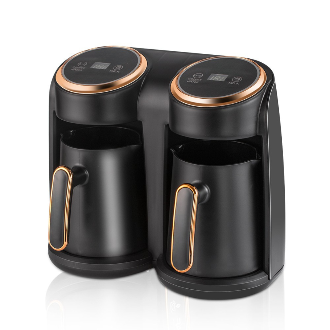 Electric Dual-Chamber Coffee & Beverage Maker 1000W – Sleek Stainless Steel Finish