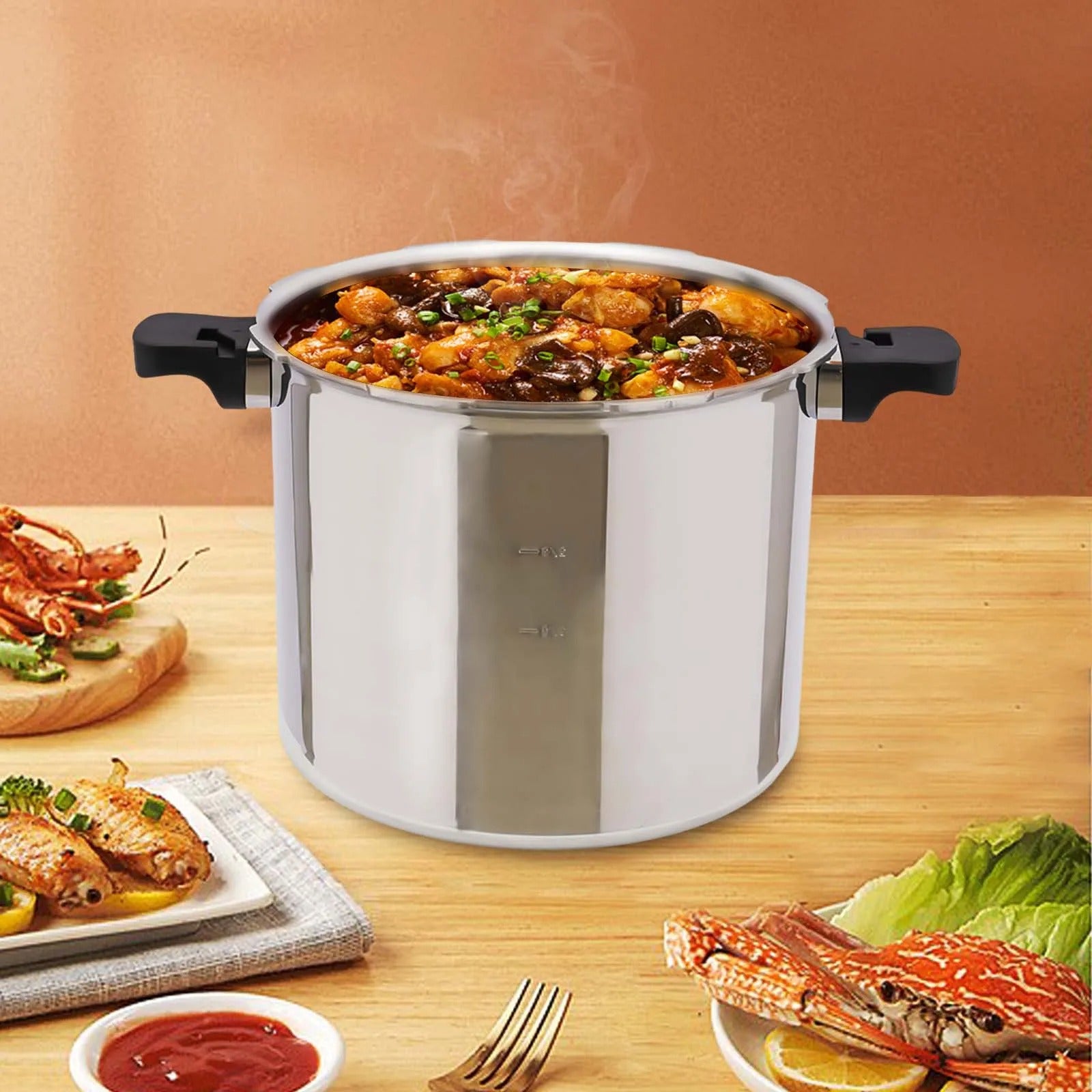 22L Heavy-Duty Pressure Cooker for Quick Meals – Gas, Electric Ceramic & Furnace Compatible
