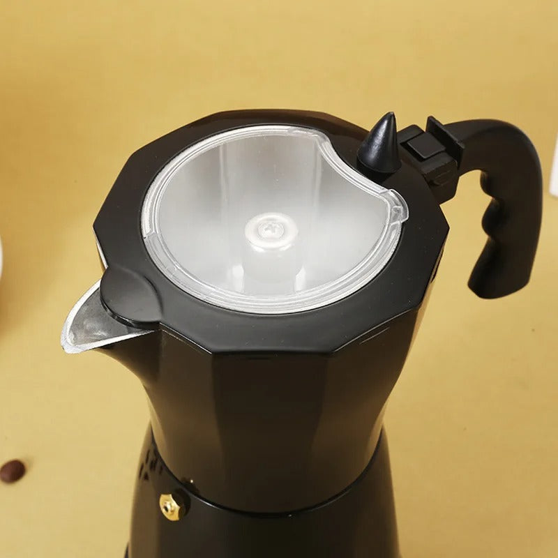 480W Electric Moka Coffee Pot 6 Cup Aluminum Espresso Maker with Base