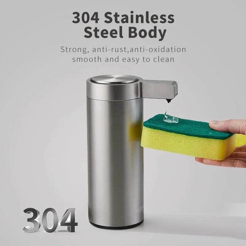 Automatic Stainless Steel Soap Dispenser with Motion Sensor, Rechargeable, IPX5 Waterproof