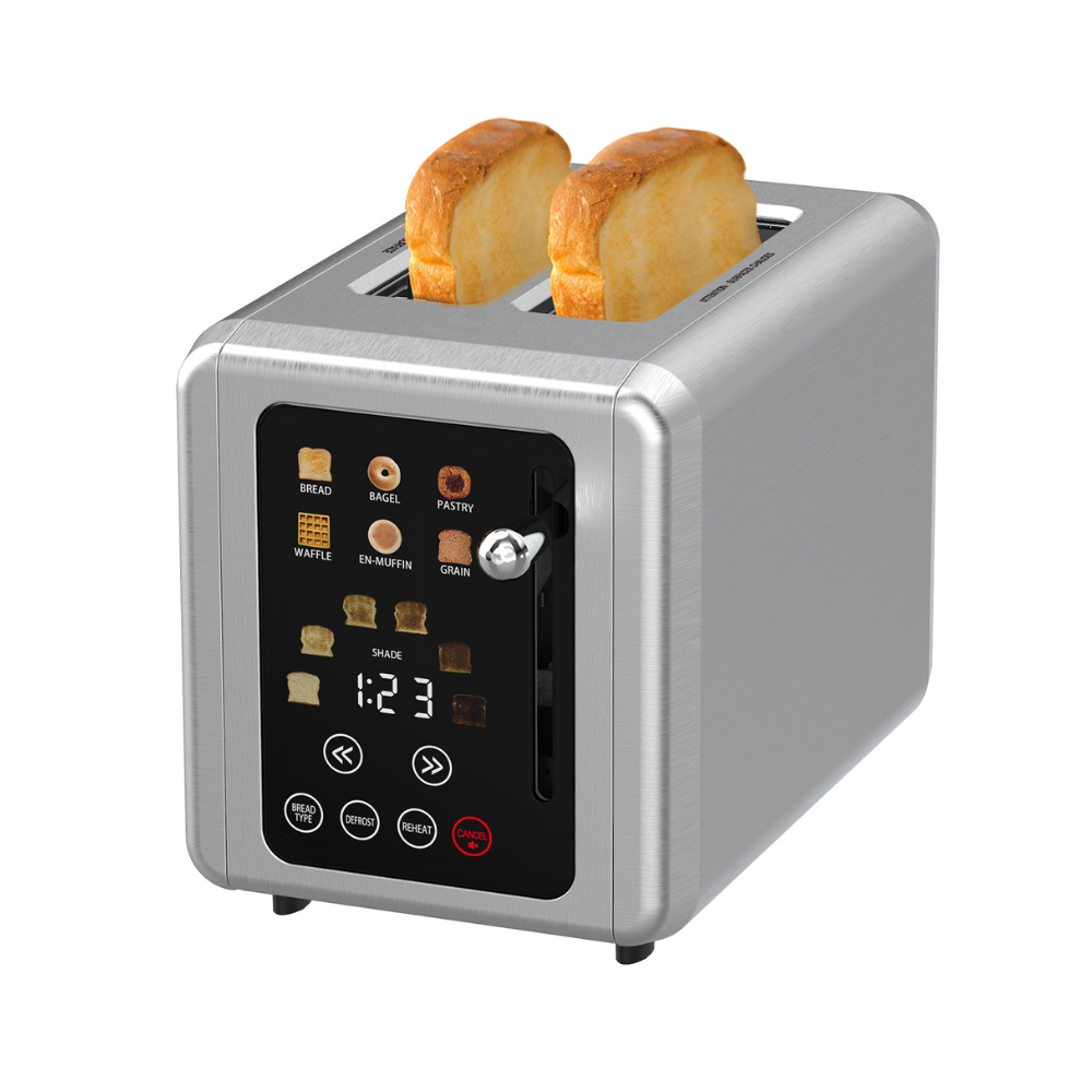 Stainless Steel Digital Toaster 2 Slice Touch Screen with Bagel and Defrost Functions