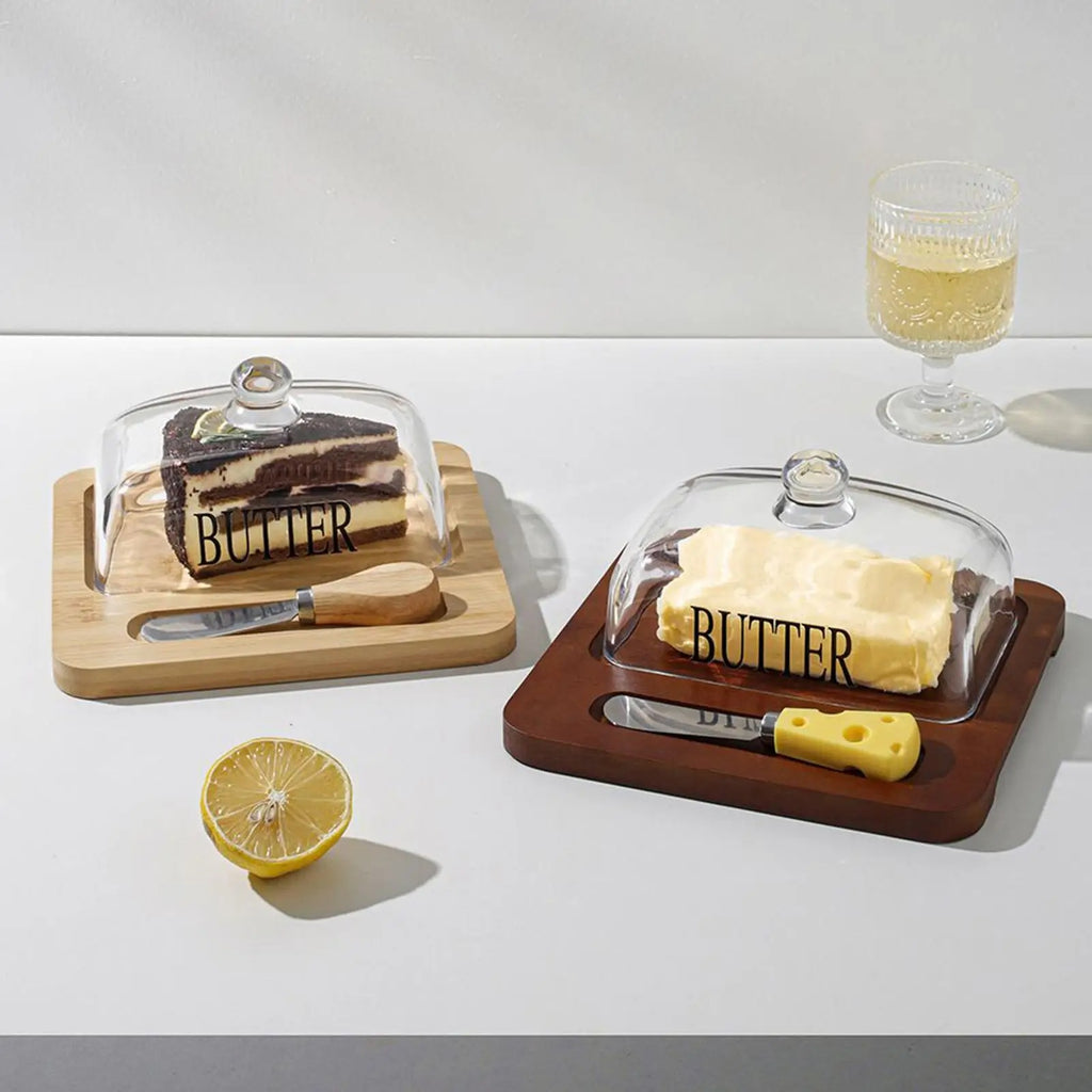Butter Holder Container with Lid – Clear Glass Tray for Breakfast & Outdoor Use