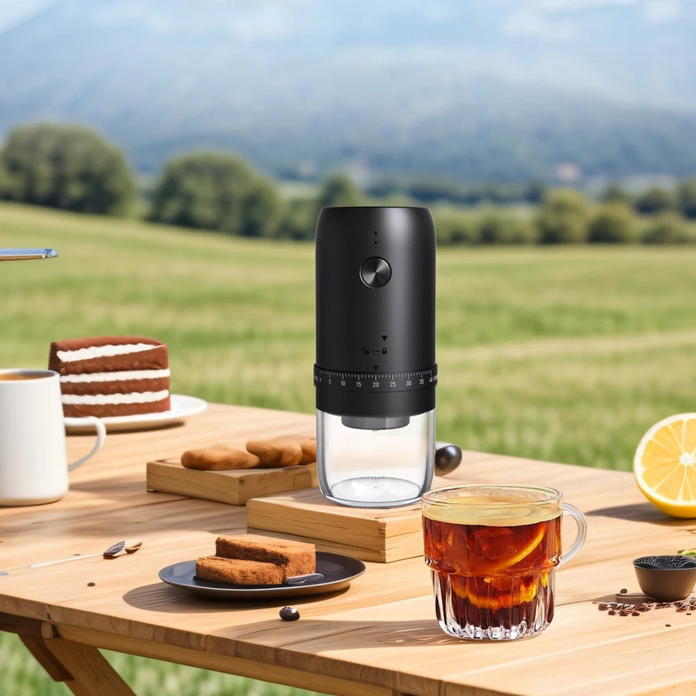 Portable Cordless Coffee Bean Grinder with Ceramic Burr, USB-C Rechargeable & Adjustable Grind