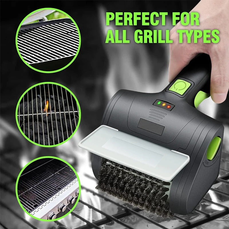 Cordless Electric BBQ Grill Cleaning Brush with Steel Wire Head for Barbecue & Outdoor Cooking