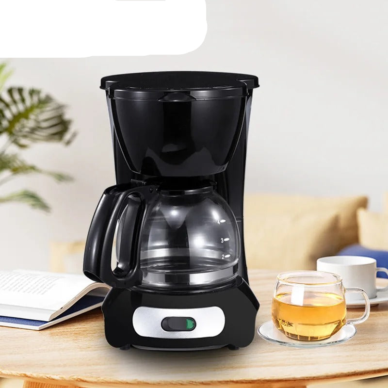 Compact Electric Coffee Maker 600ml, 4-Cup Countertop Brewer with Glass Carafe