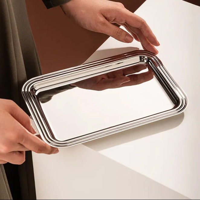4-Inch Stainless Steel Serving Plate with Matte Finish – Nordic European Style Snack & Tea Tray