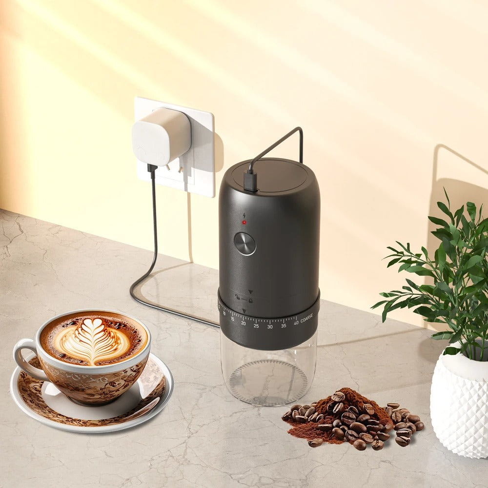 Portable Cordless Coffee Bean Grinder with Ceramic Burr, USB-C Rechargeable & Adjustable Grind