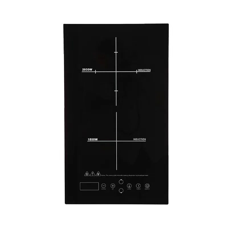 Dual Burner Electric Cooktop, Glass Surface, Touch Control, 2400W, Built-In Design
