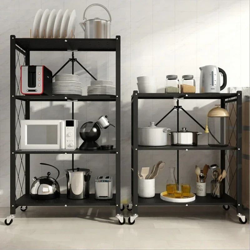 Portable Foldable Storage Shelves – Multi-Layer Rack for Kitchen, Balcony, Laundry, or Office Use