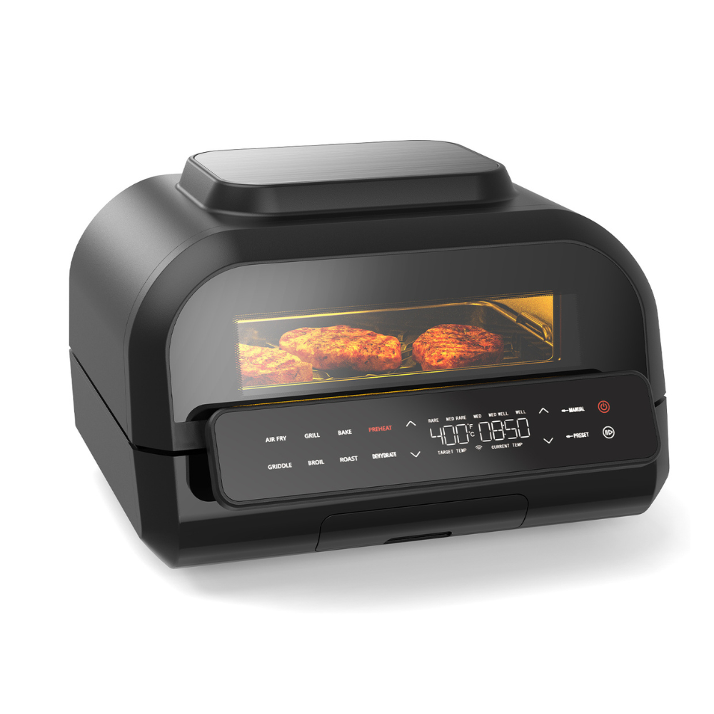 7-in-1 Multi-Function Electric Cooker with 3 Accessories – Pizza, Beef, Hotdogs, Air Fryer, Halogen Oven