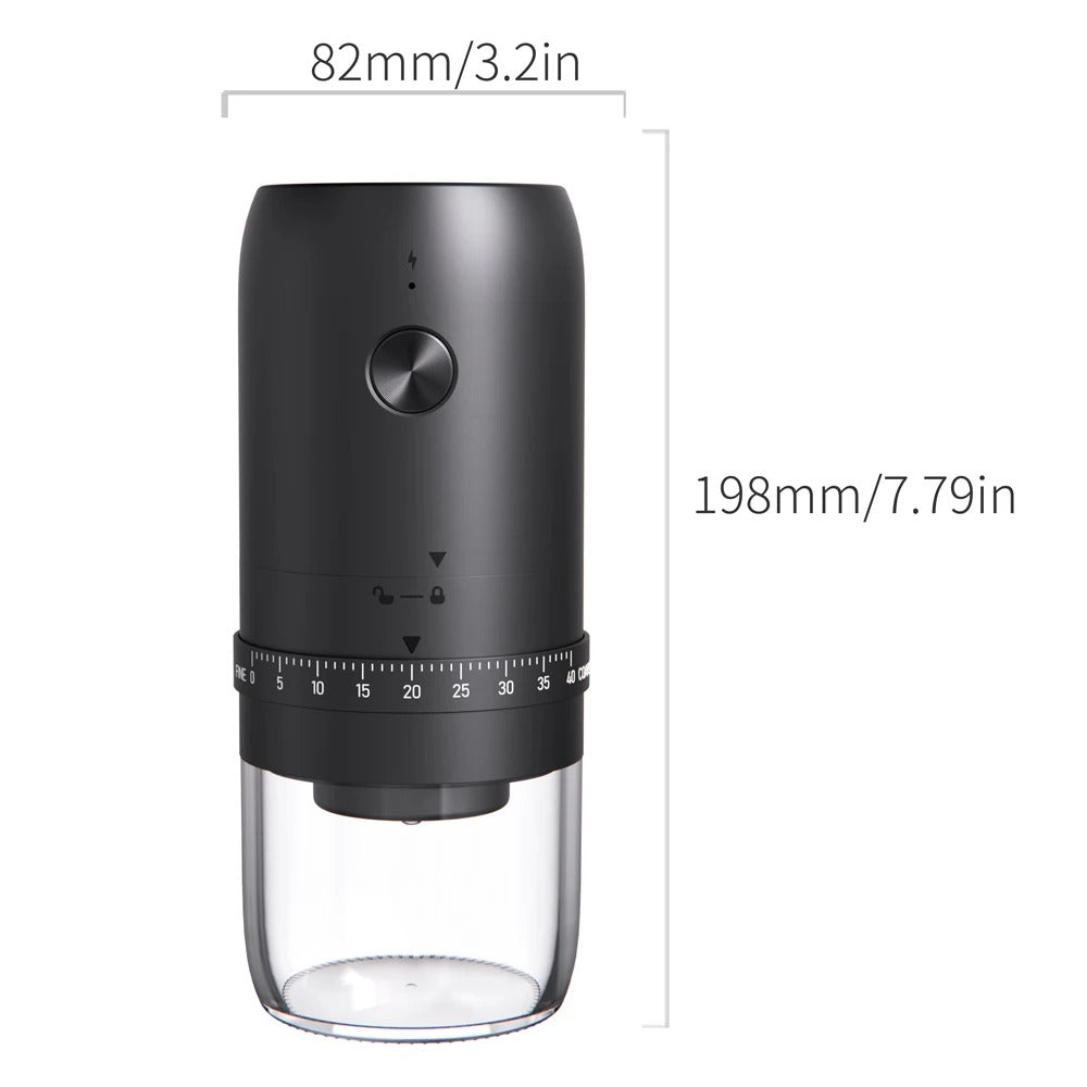 Portable Cordless Coffee Bean Grinder with Ceramic Burr, USB-C Rechargeable & Adjustable Grind