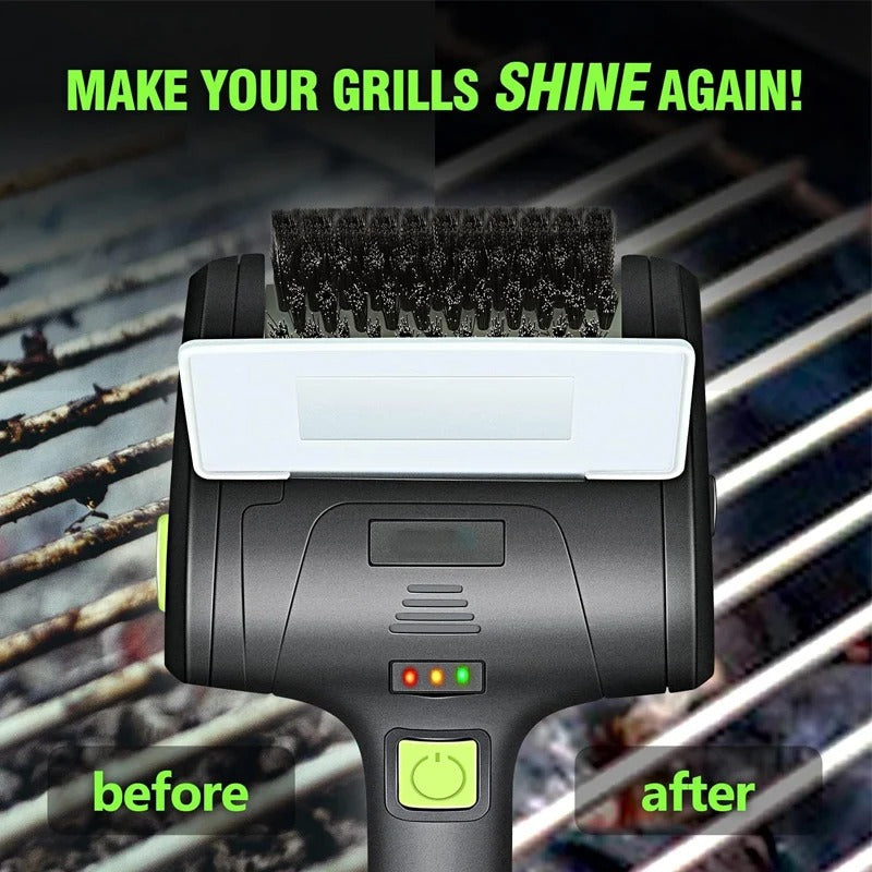 Cordless Electric BBQ Grill Cleaning Brush with Steel Wire Head for Barbecue & Outdoor Cooking