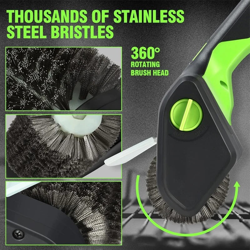 Cordless Electric BBQ Grill Cleaning Brush with Steel Wire Head for Barbecue & Outdoor Cooking