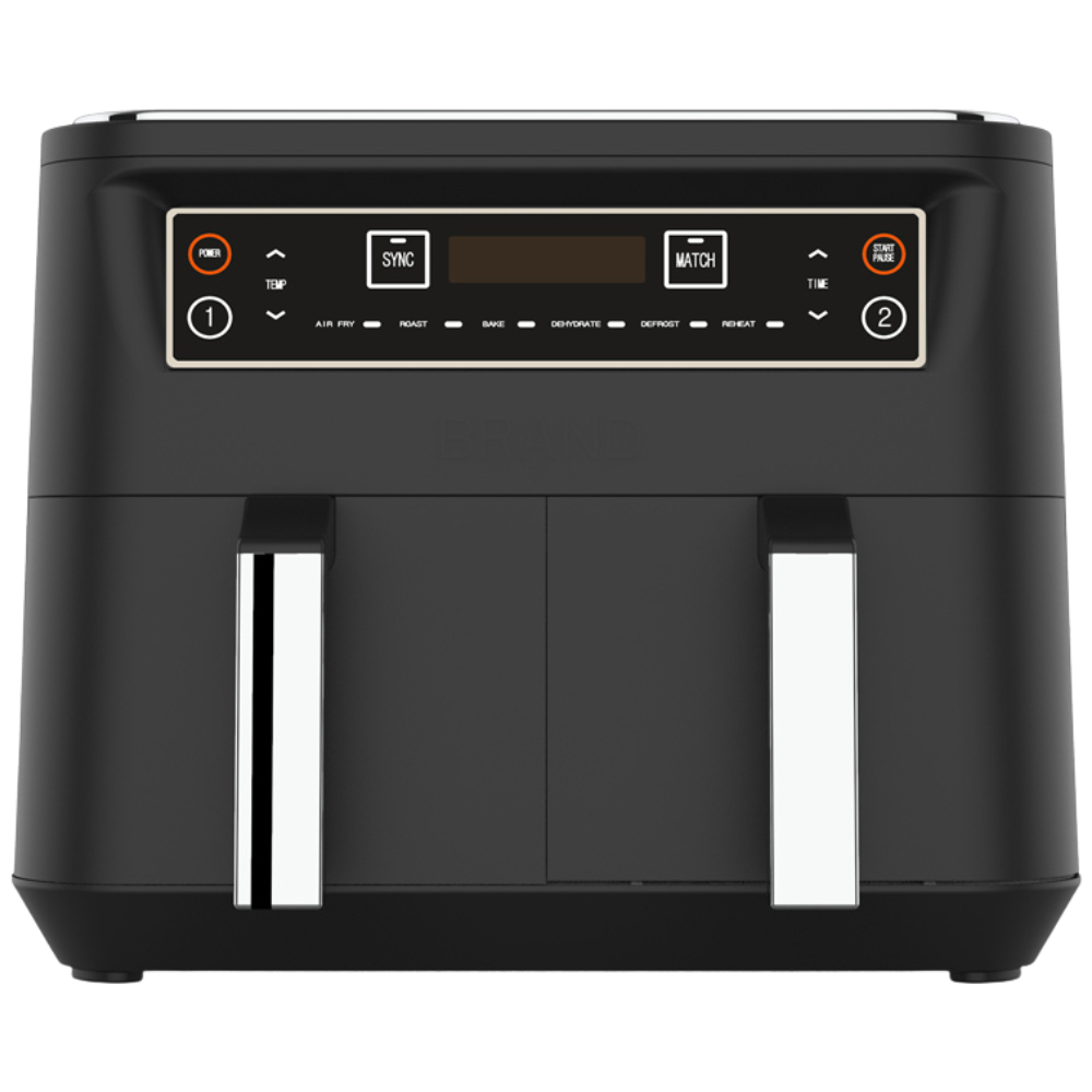 Smart 9L Double Air Fryer with Digital Touchscreen and Detachable Oil Containers Black