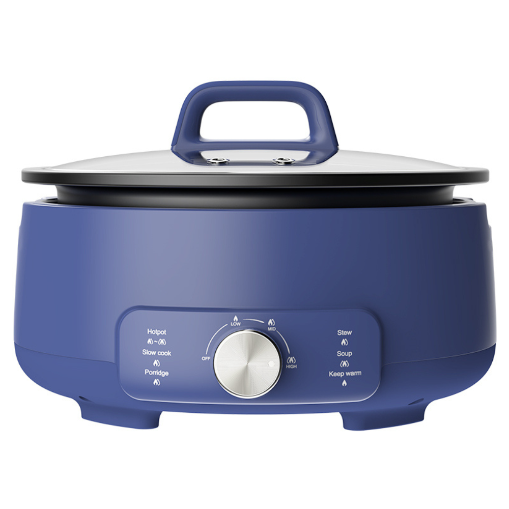 4L Multi-Functional Electric Non-Stick Cooking Pot with Glass Lid Blue