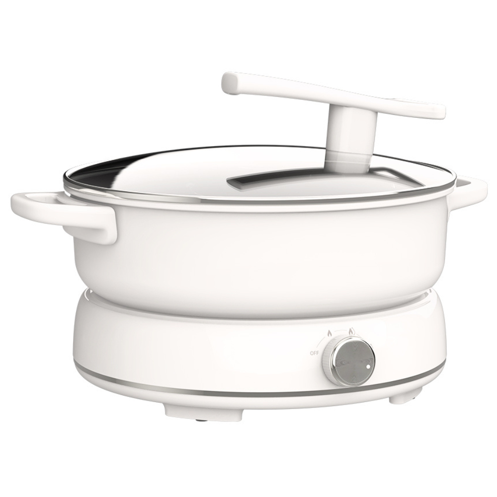 1800W Electric Dual Flavor Hot Pot 6L Multifunction Knob Control White