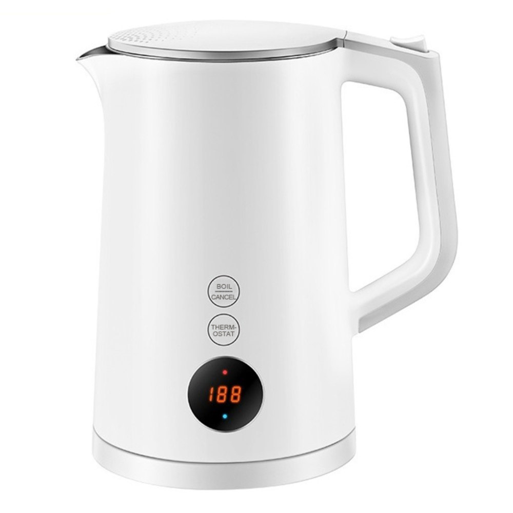 1.5L Cordless Electric Kettle with Digital Temperature Control and Stainless Steel Tank White