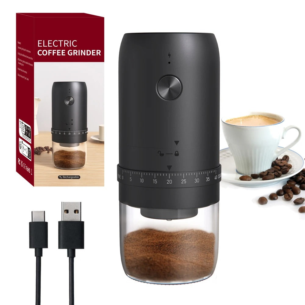 Portable Cordless Coffee Bean Grinder with Ceramic Burr, USB-C Rechargeable & Adjustable Grind
