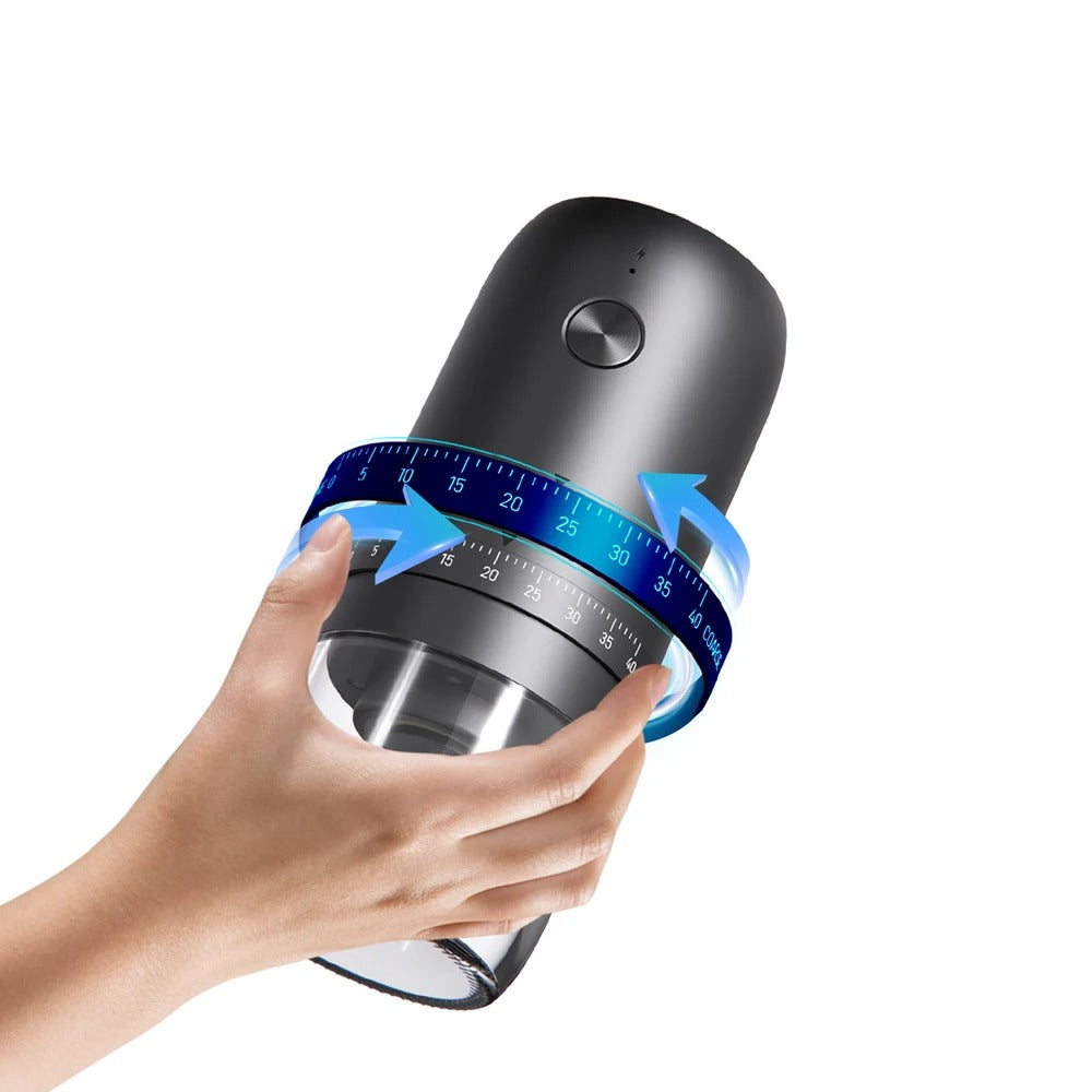 Portable Cordless Coffee Bean Grinder with Ceramic Burr, USB-C Rechargeable & Adjustable Grind