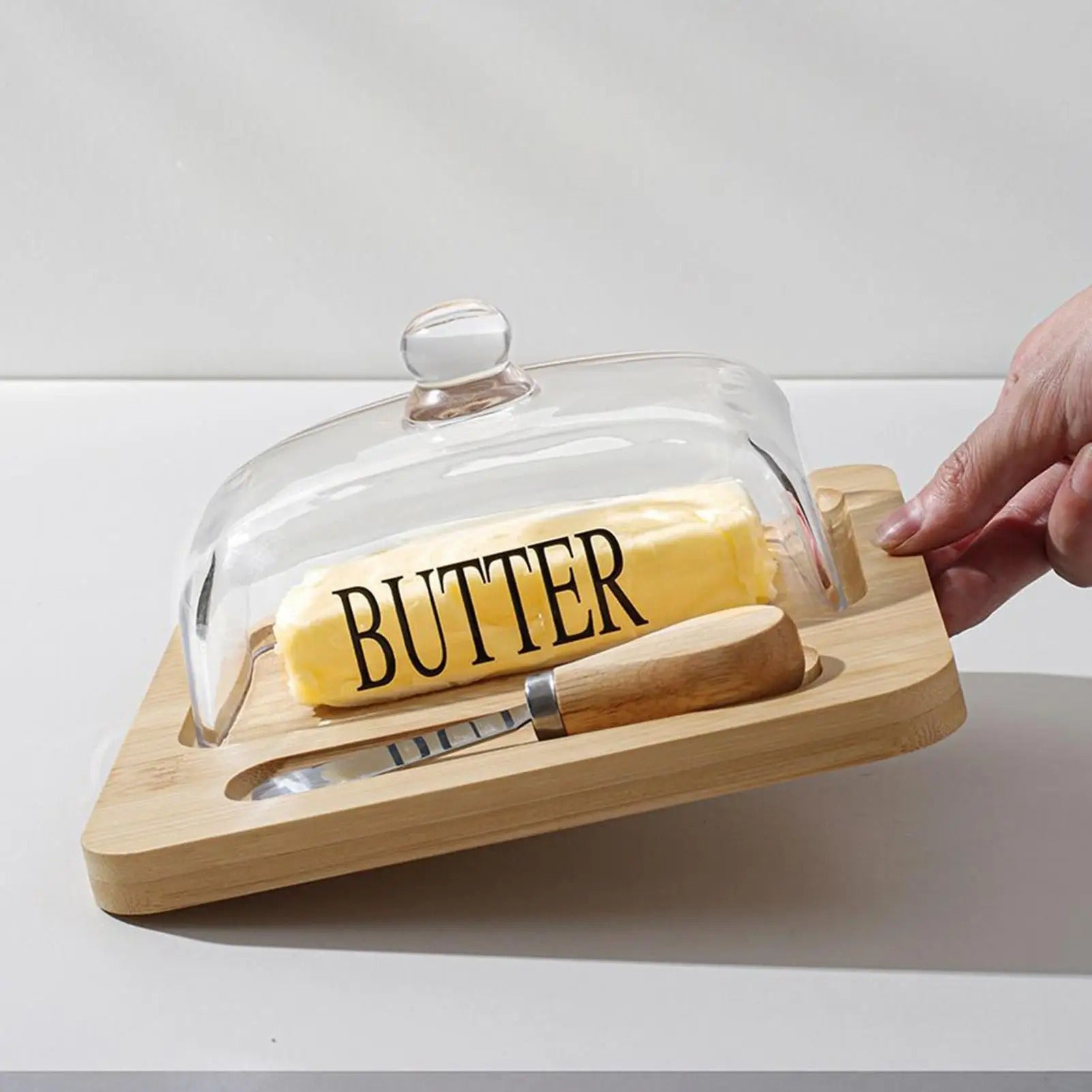 Butter Holder Container with Lid – Clear Glass Tray for Breakfast & Outdoor Use
