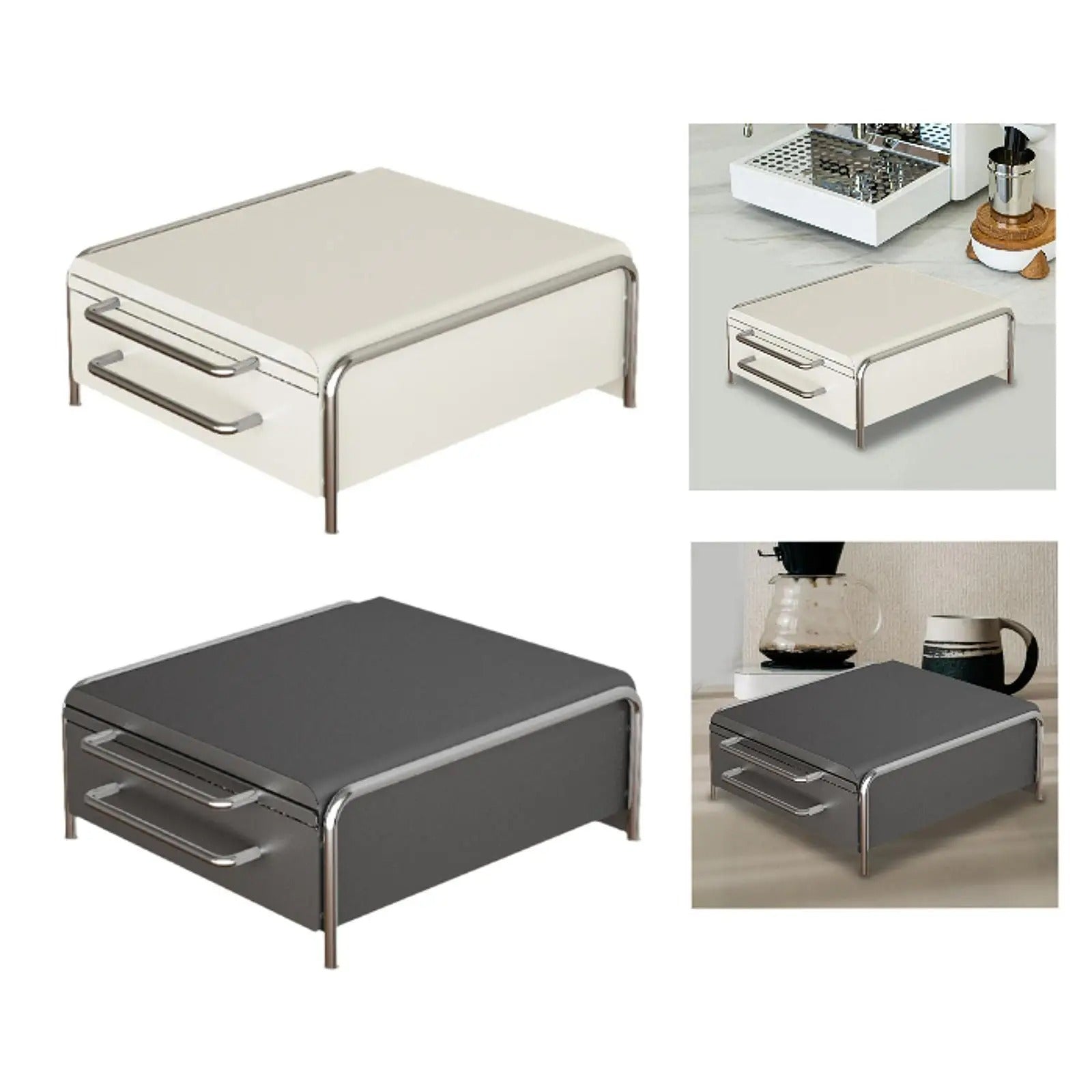 Coffee Pod Drawer with Machine Base, Large Capacity Carbon Steel Countertop Storage