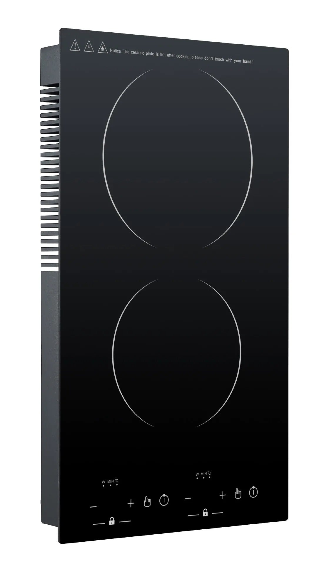Dual Burner Electric Cooktop, Glass Surface, Touch Control, 2400W, Built-In Design