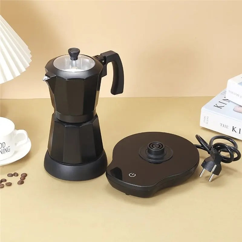 6 Cup Electric Moka Pot Espresso Coffee Maker 300ml Portable Aluminum