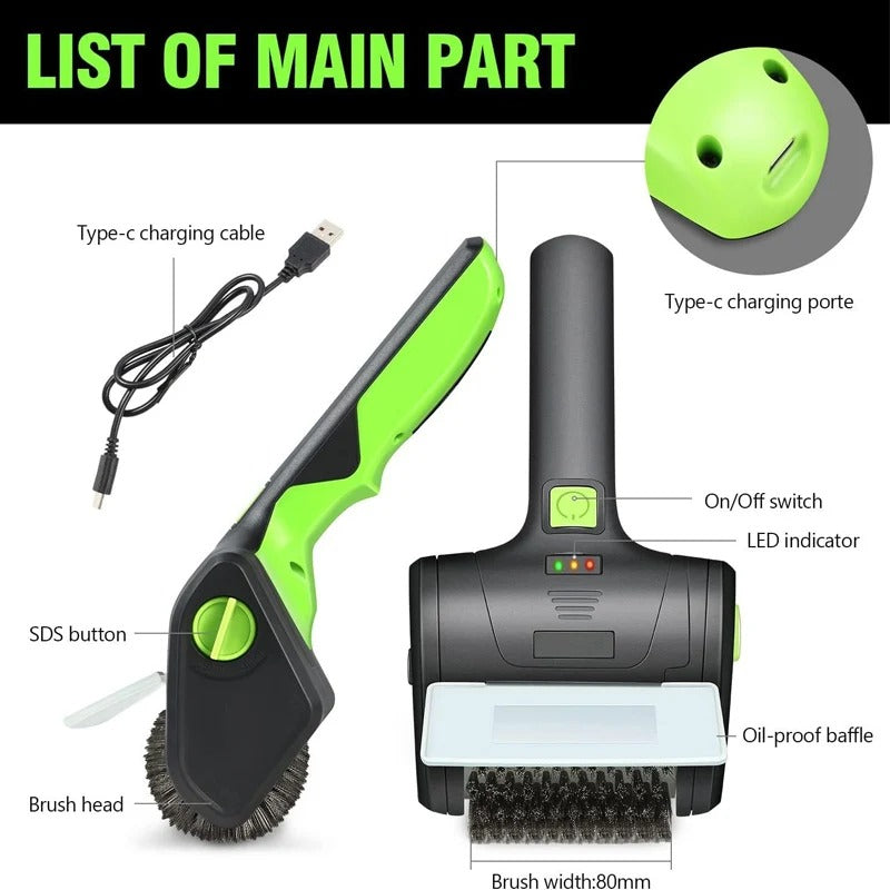 Cordless Electric BBQ Grill Cleaning Brush with Steel Wire Head for Barbecue & Outdoor Cooking
