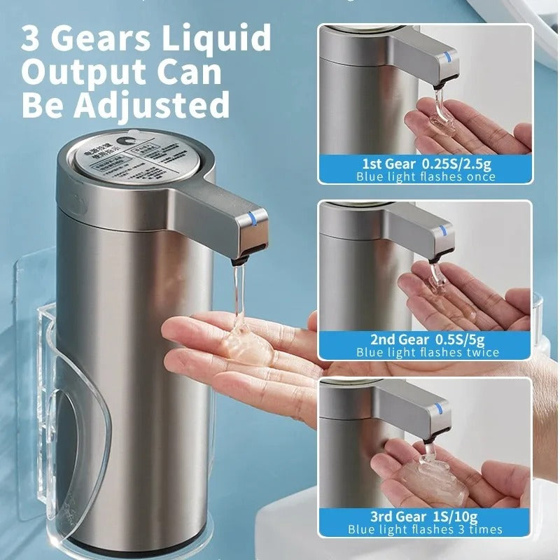 Automatic Stainless Steel Soap Dispenser with Motion Sensor, Rechargeable, IPX5 Waterproof