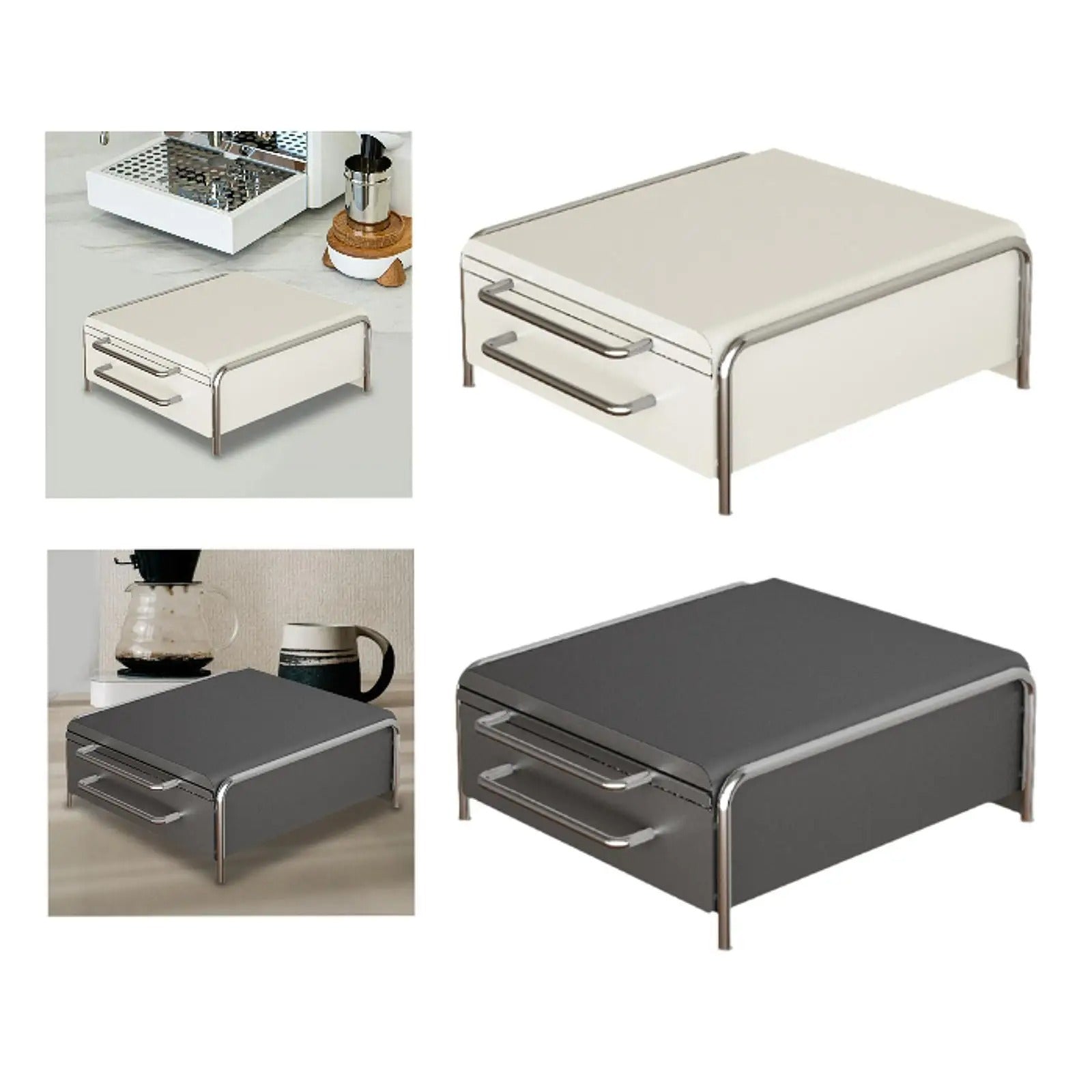 Coffee Pod Drawer with Machine Base, Large Capacity Carbon Steel Countertop Storage