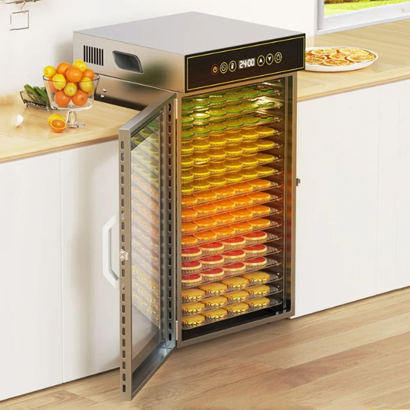 18-Tray Stainless Steel Food Dehydrator with Adjustable Temperature for Fruits, Meat and Herbs
