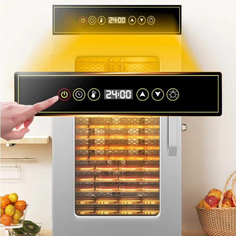 18-Tray Stainless Steel Food Dehydrator with Adjustable Temperature for Fruits, Meat and Herbs