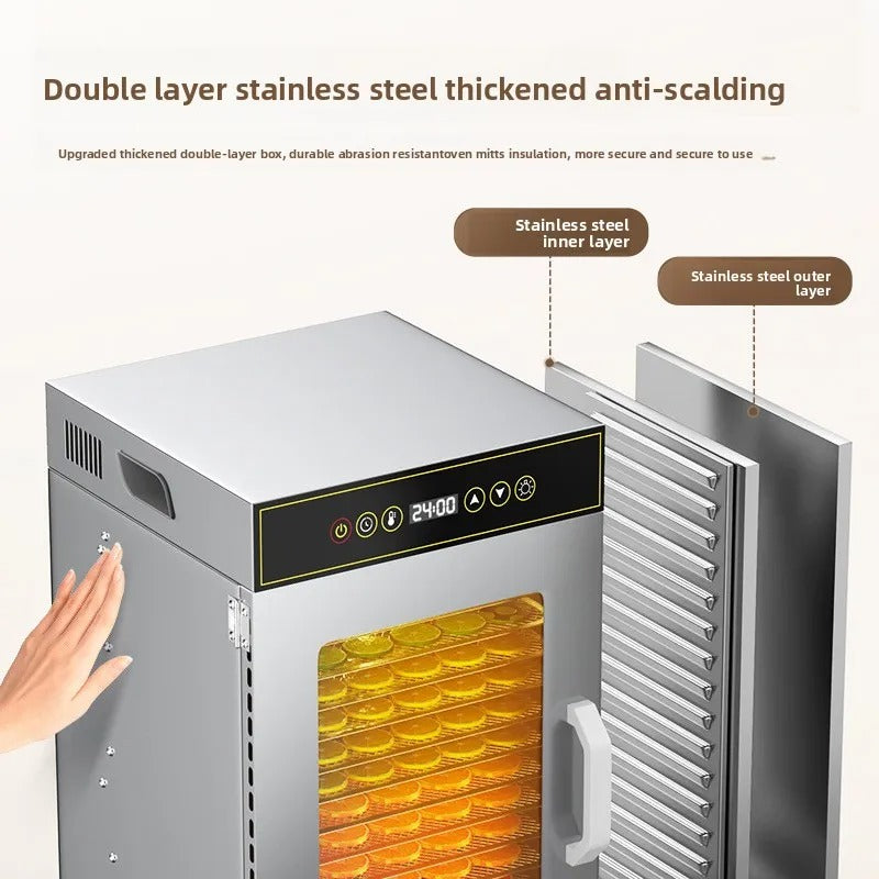 18-Tray Stainless Steel Food Dehydrator with Adjustable Temperature for Fruits, Meat and Herbs