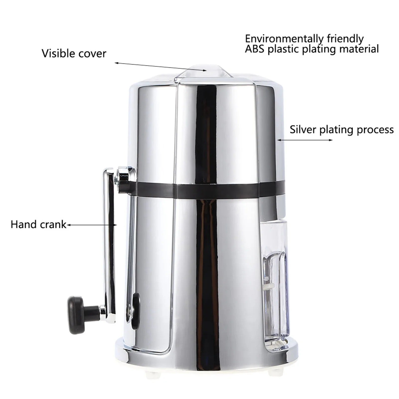 Portable Manual Ice Crusher Hand Crank Shaved Ice Maker with Stainless Steel Blade