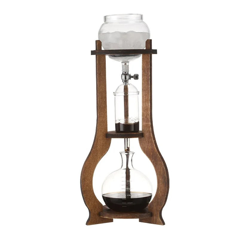 Ice Drip Cold Brew Coffee Maker with Wooden Stand – Slow Drip Manual Brewing Set